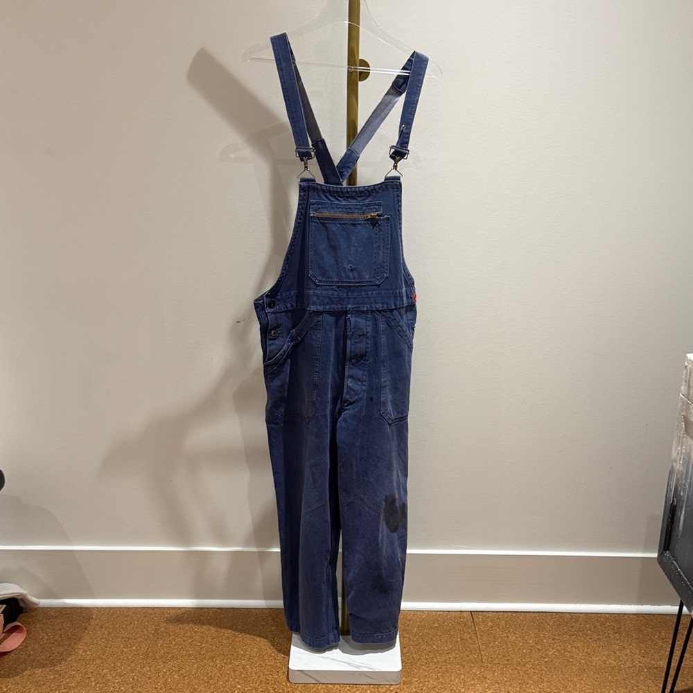 Vintage Navy Denim Overalls - Classic Workwear Style